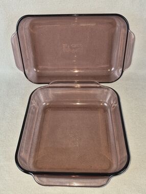 Pyrex Cranberry Purple Glass Baking Dish Set Casserole Ovenw